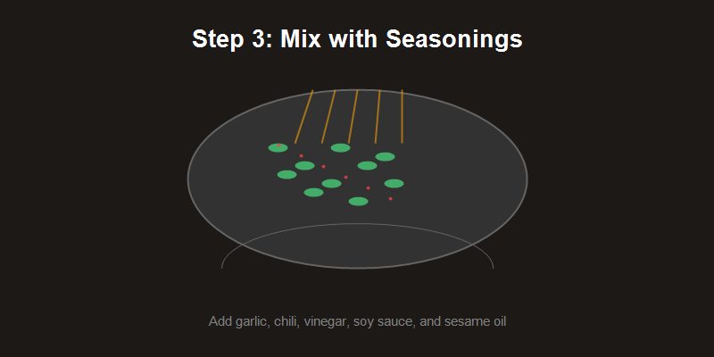 Mixing smashed cucumber with garlic chili and sauce