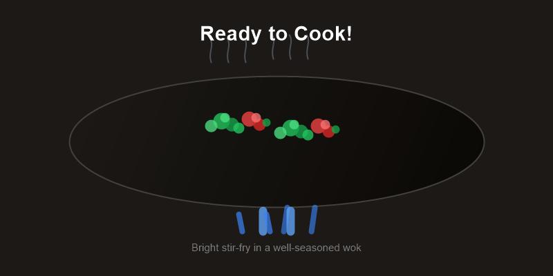 Colorful vegetable stir-fry cooking in a well-seasoned wok